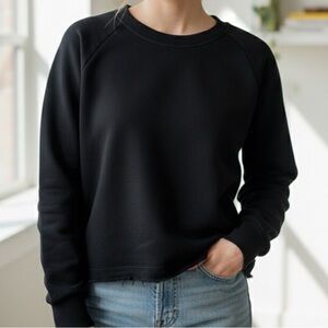 Alternative Apparel Crewneck Sweatshirt with Trendy Raw Hem - Medium Black